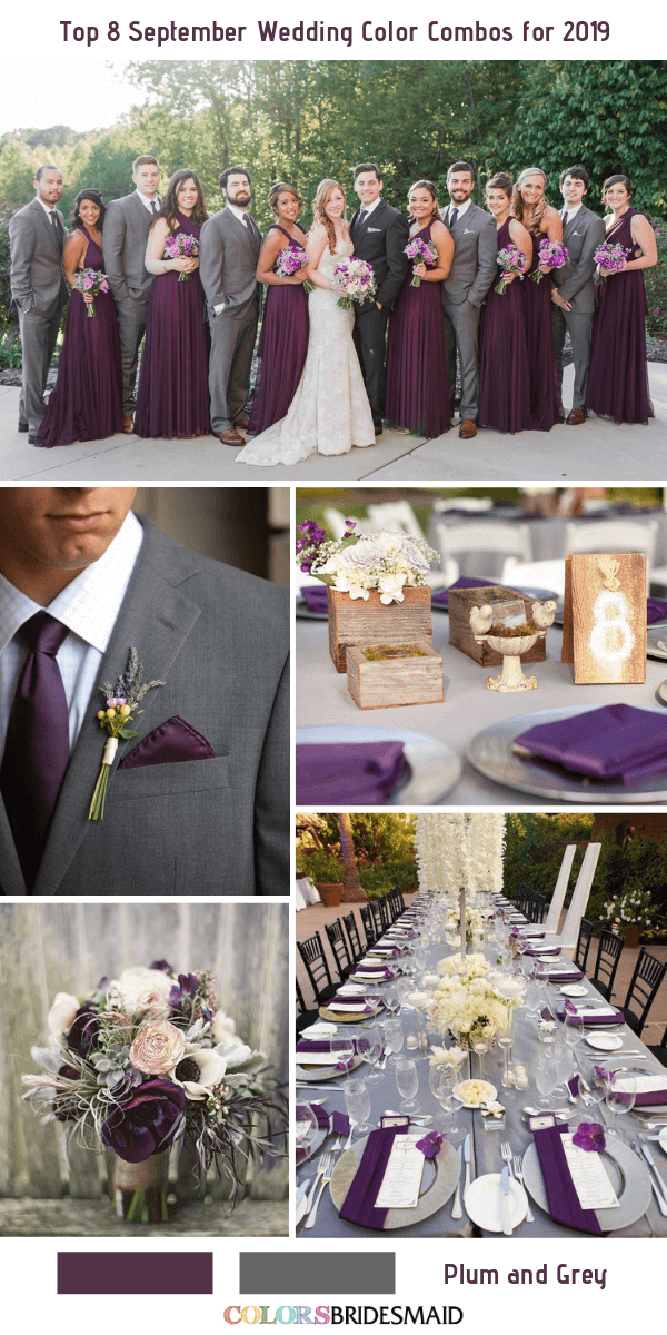 8 September Wedding Color Combos for 2019- Plum + Grey